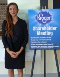 Shareholder Advocate Kate Kroll at the Kroger shareholder meeting on June 22, 2017.